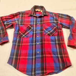 ~~Big Mac JC Penney VINTAGE Twill Flannel Shirt Mens M 15-15.5 Pockets